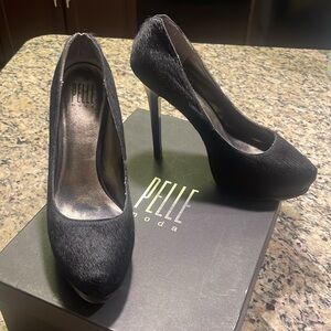 Pelle Moda, black calf hair platform pump